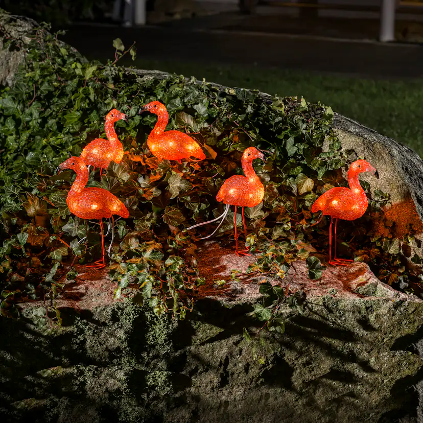 Dekorationsbelysning Gnosjö Konstsmide Flamingos Akryl 5 st LED