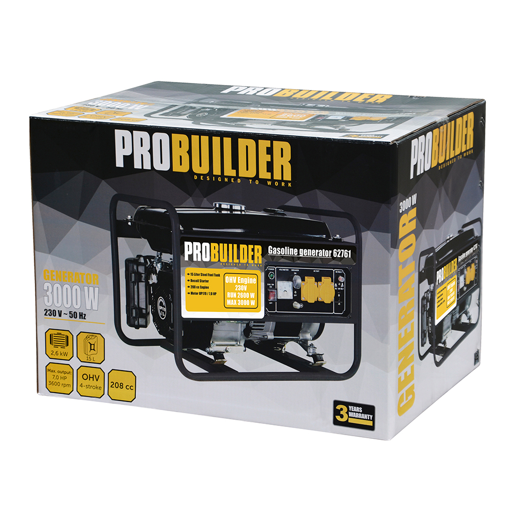 Elverk Probuilder 2600W/Max 3000W (Schuko) 208 cc