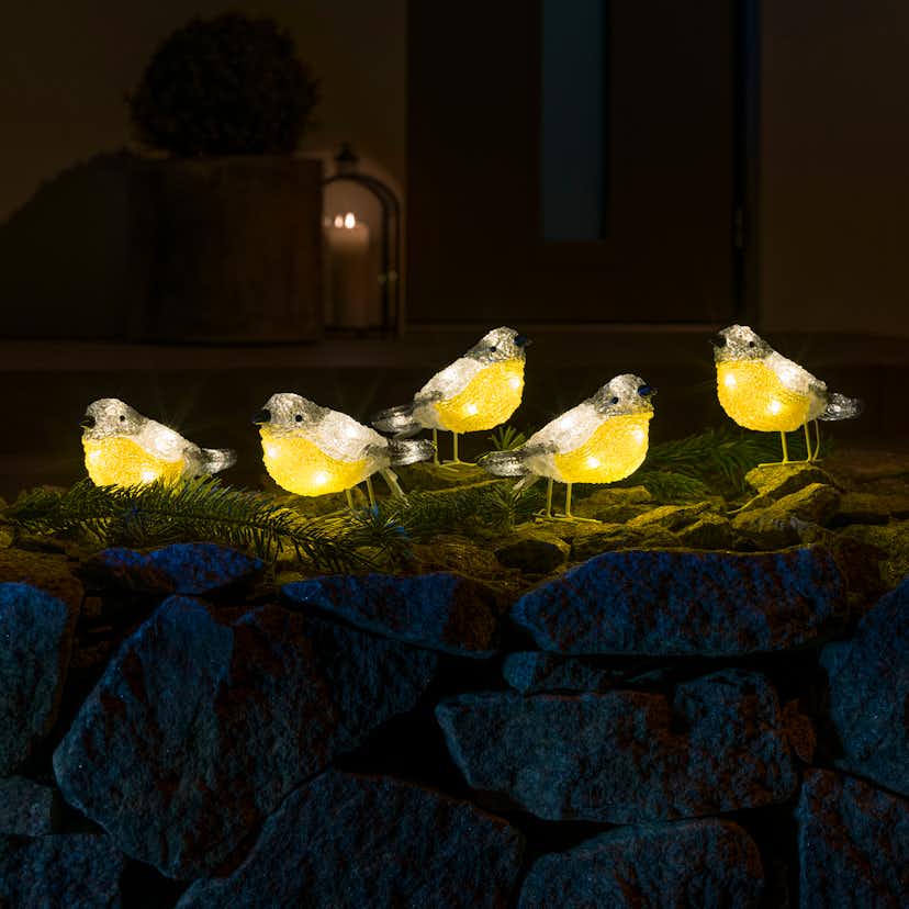 Dekorationsbelysning Gnosjö Konstsmide Fåglar Akryl 40L LED 5 st