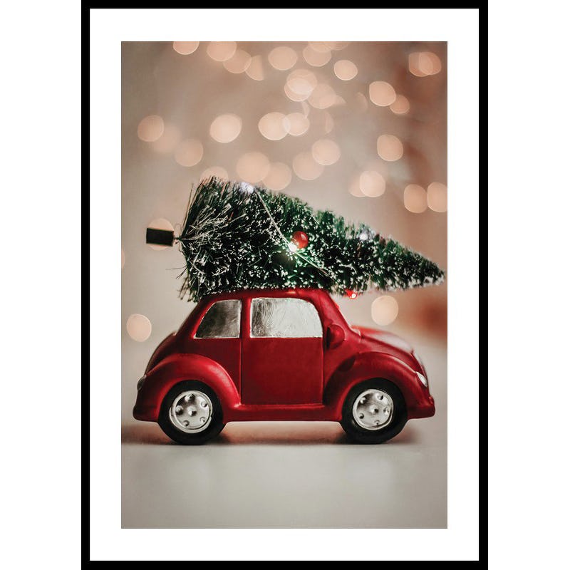 Poster Gallerix Red Car Tree On Roof