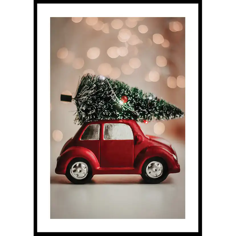 Poster Gallerix Red Car Tree On Roof