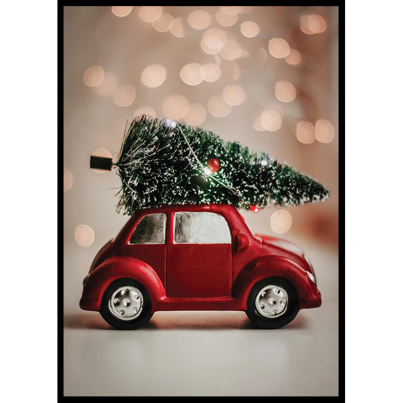 Poster Gallerix Red Car Tree On Roof