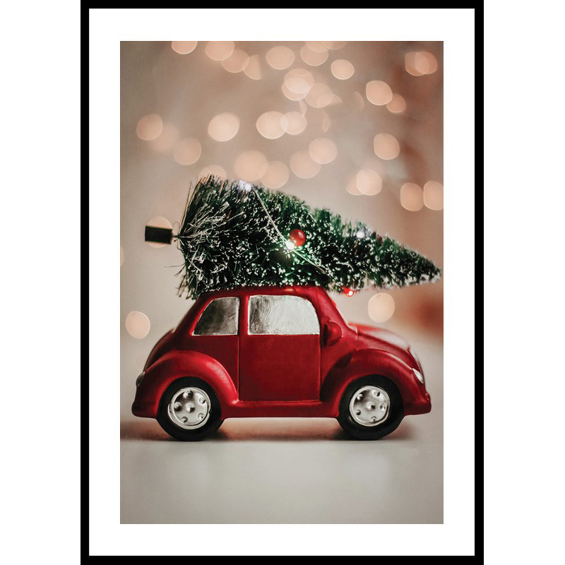 Poster Gallerix Red Car Tree On Roof