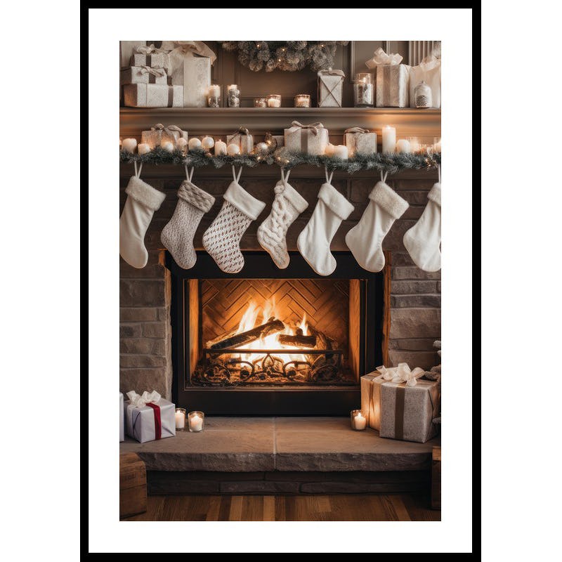 Poster Gallerix Christmas Socks By The Fireplace