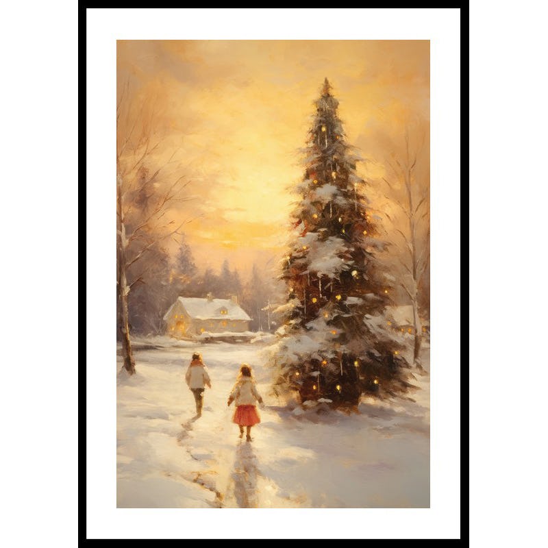 Poster Gallerix Winter Village Sunset