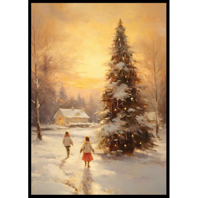 Poster Gallerix Winter Village Sunset