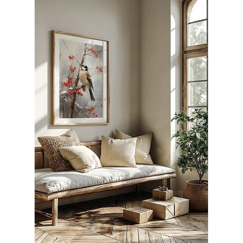 Poster Gallerix Bird And Red Berries