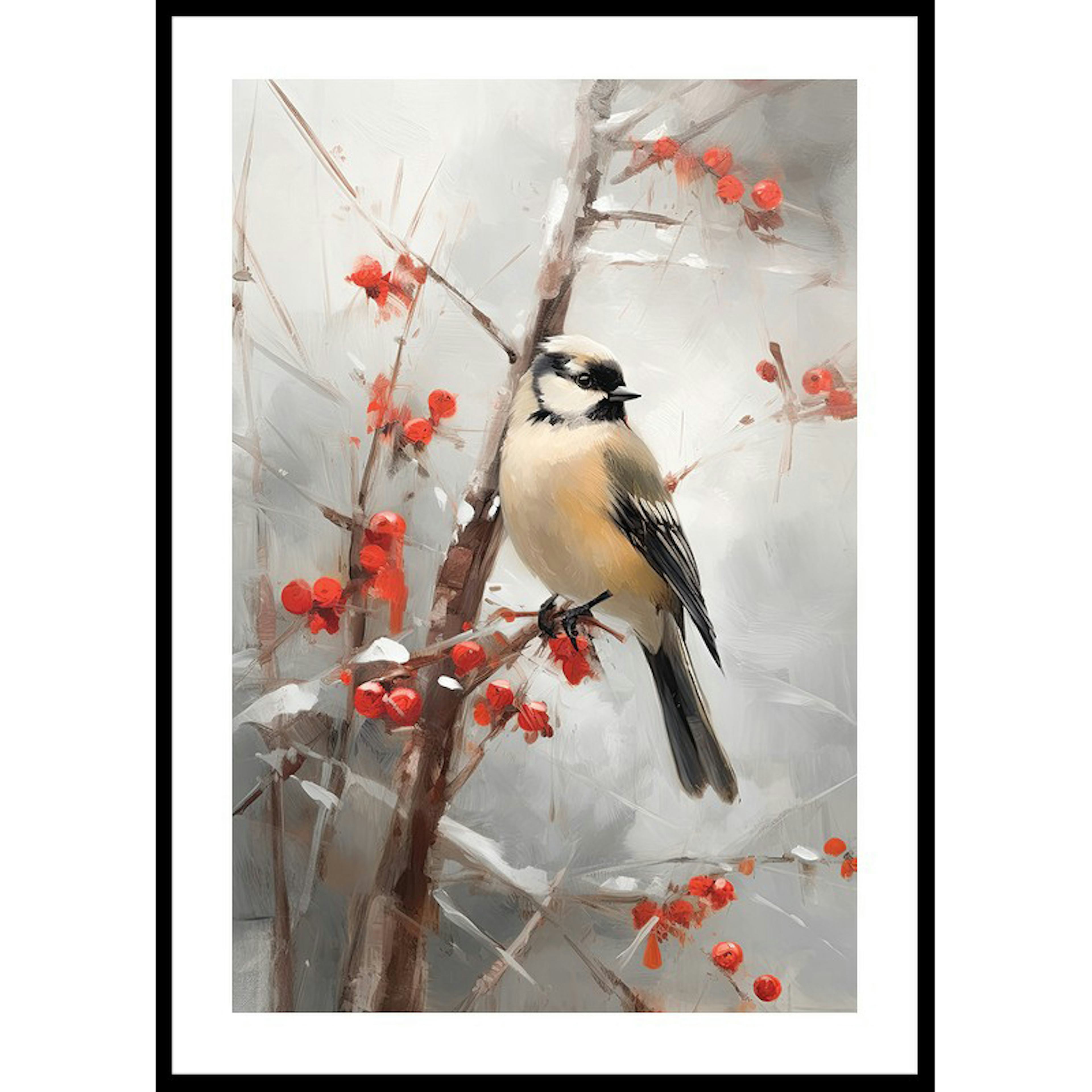 Poster Gallerix Bird And Red Berries