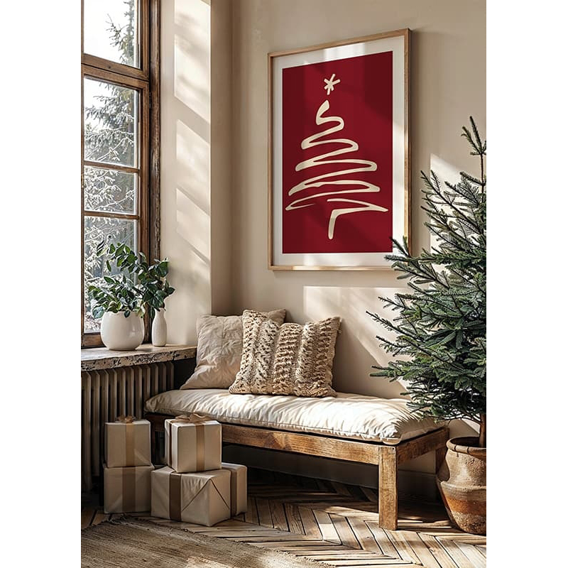 Poster Gallerix Christmas Tree Line Art R&W