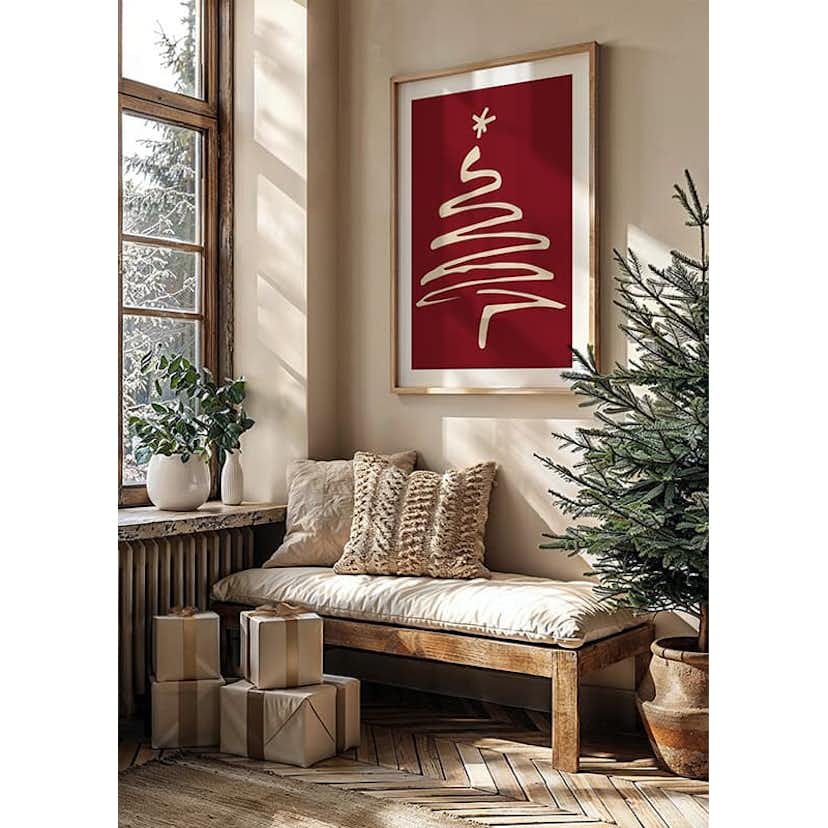 Poster Gallerix Christmas Tree Line Art R&W