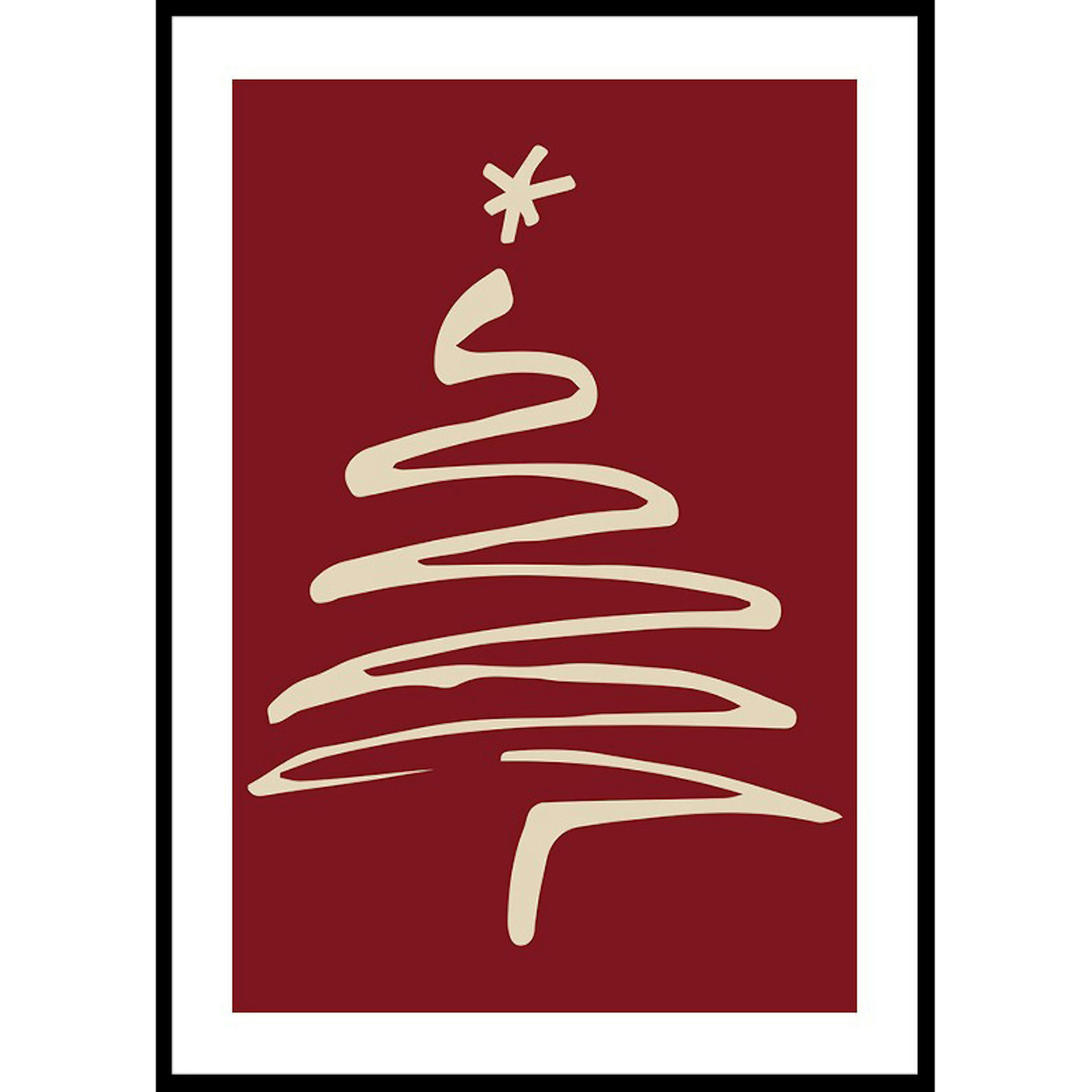 Poster Gallerix Christmas Tree Line Art R&W