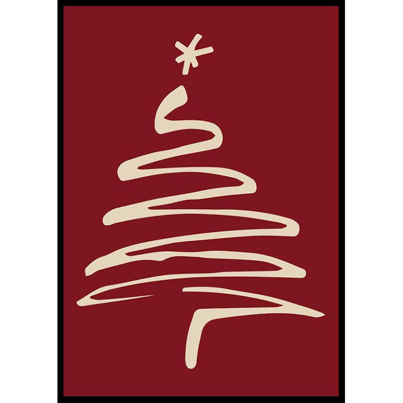 Poster Gallerix Christmas Tree Line Art R&W