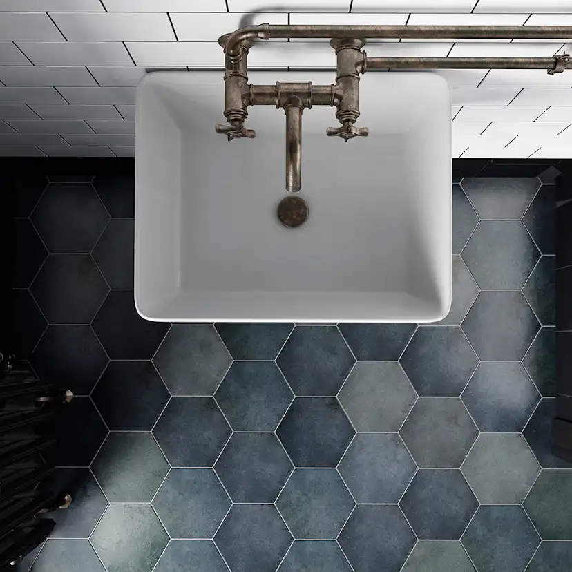 Klinker Lhådös Story indigo hexagon 17,5x20 cm