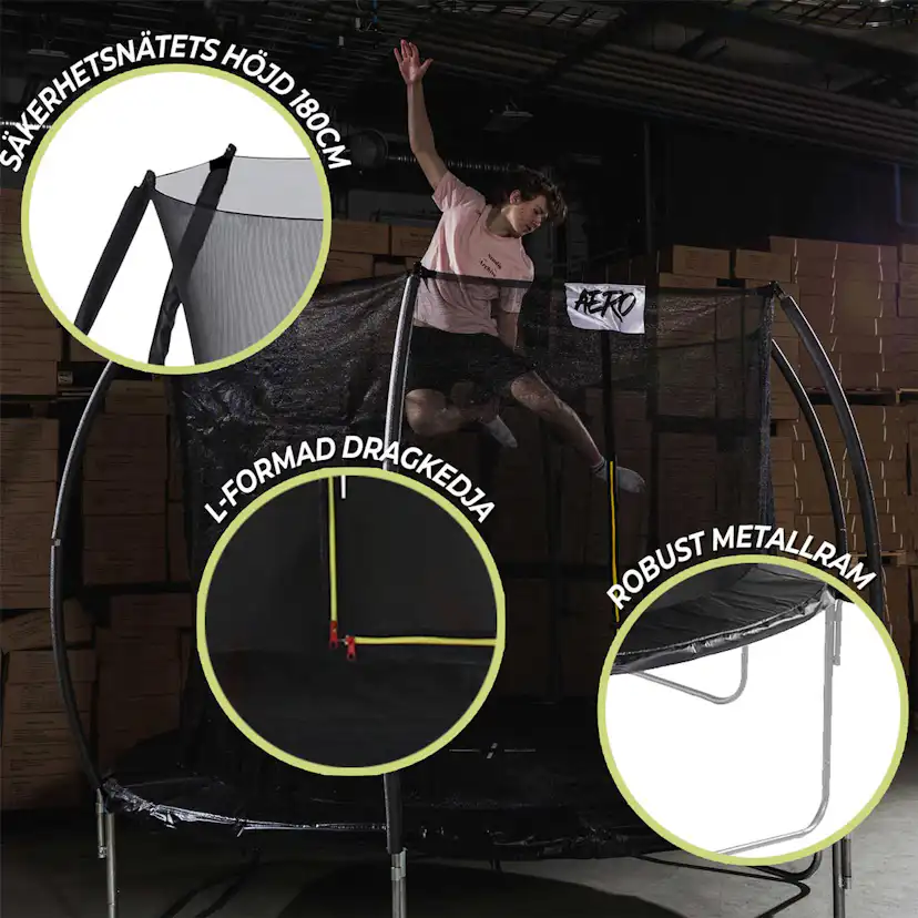 Studsmatta React Aero Trampolin med Skyddsnät Ø4,27m