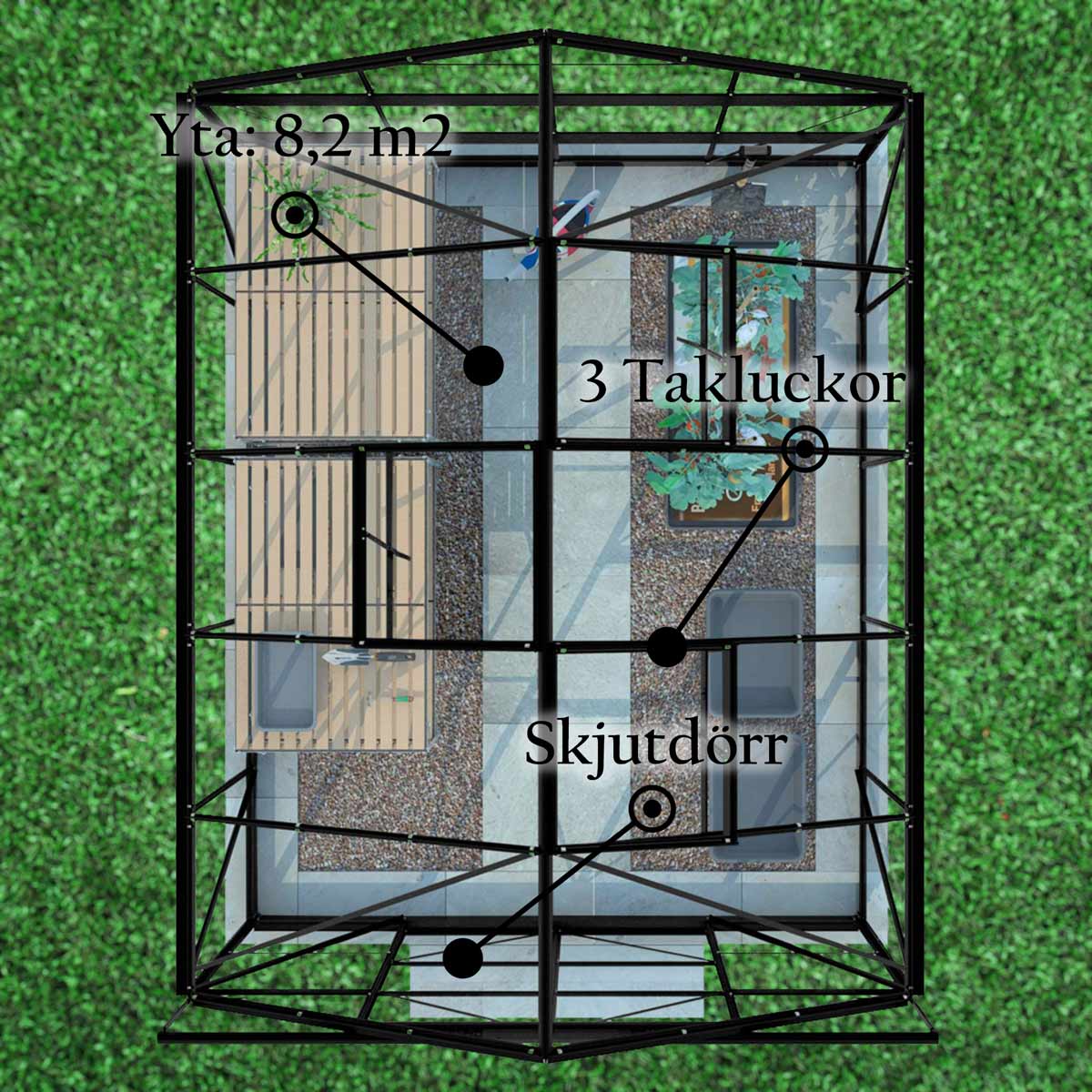 Växthus Glas Lykke Svart