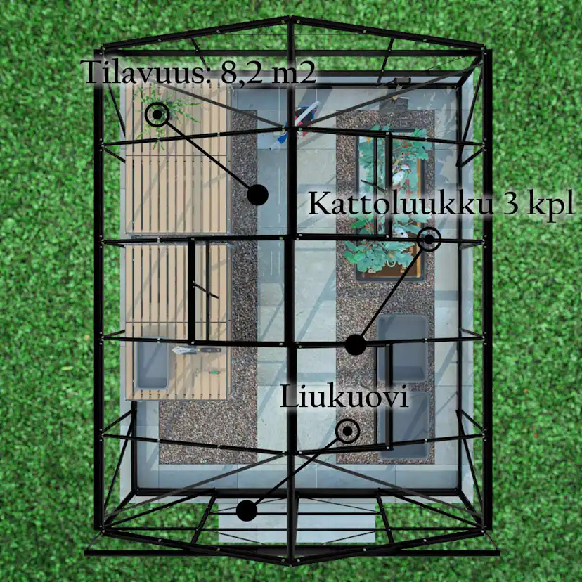 Växthus Glas Lykke Svart