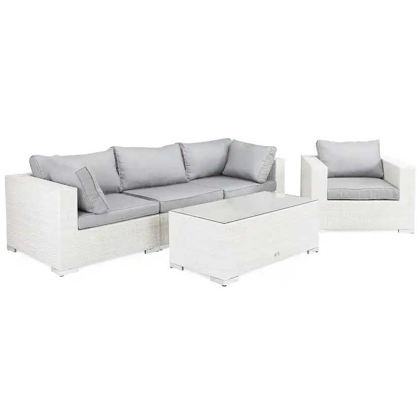 Loungegrupp Comfort Garden Bahamas 4-sits Utebord Utefåtölj Vit Utomhus