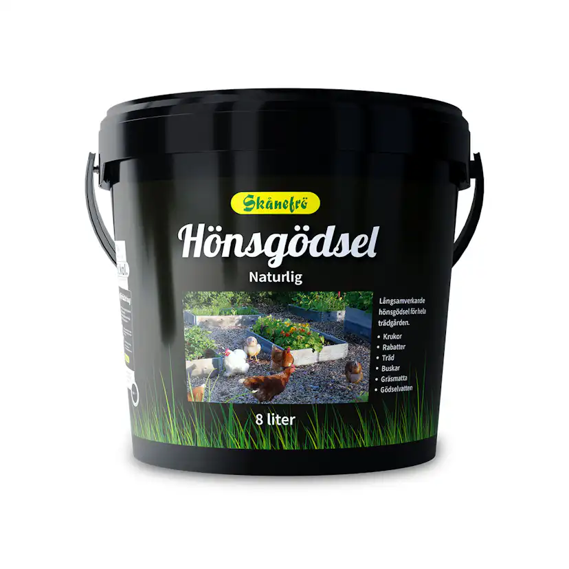 Växtnäring Skånefrö Hönsgödsel i Hink 8 Liter, Naturlig & Långtidsverkande