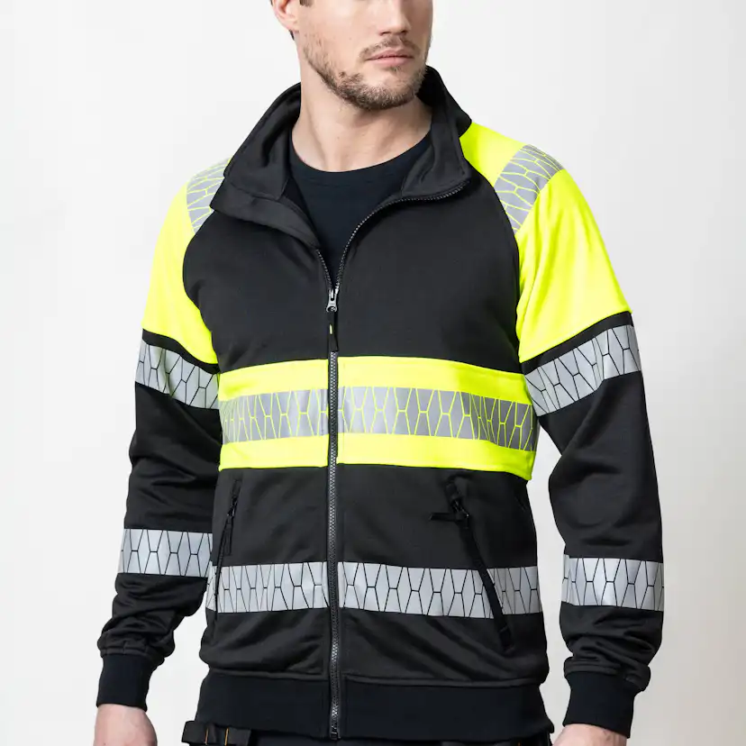 Sweatshirt Jobman Hel-Zip Varsel Svart/Gul V