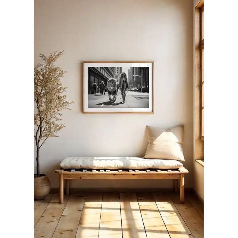 Poster Gallerix Lion On A Leash