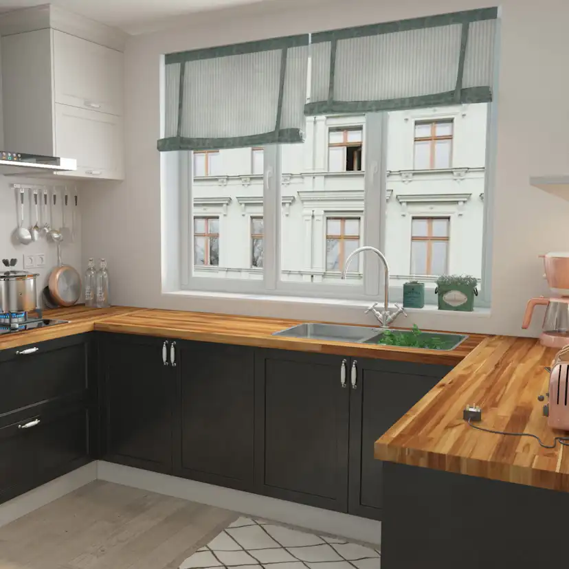 Köksbänkskiva Interbuild Acacia Massivt Trä 2200x635x26 mm Gyllene Teak