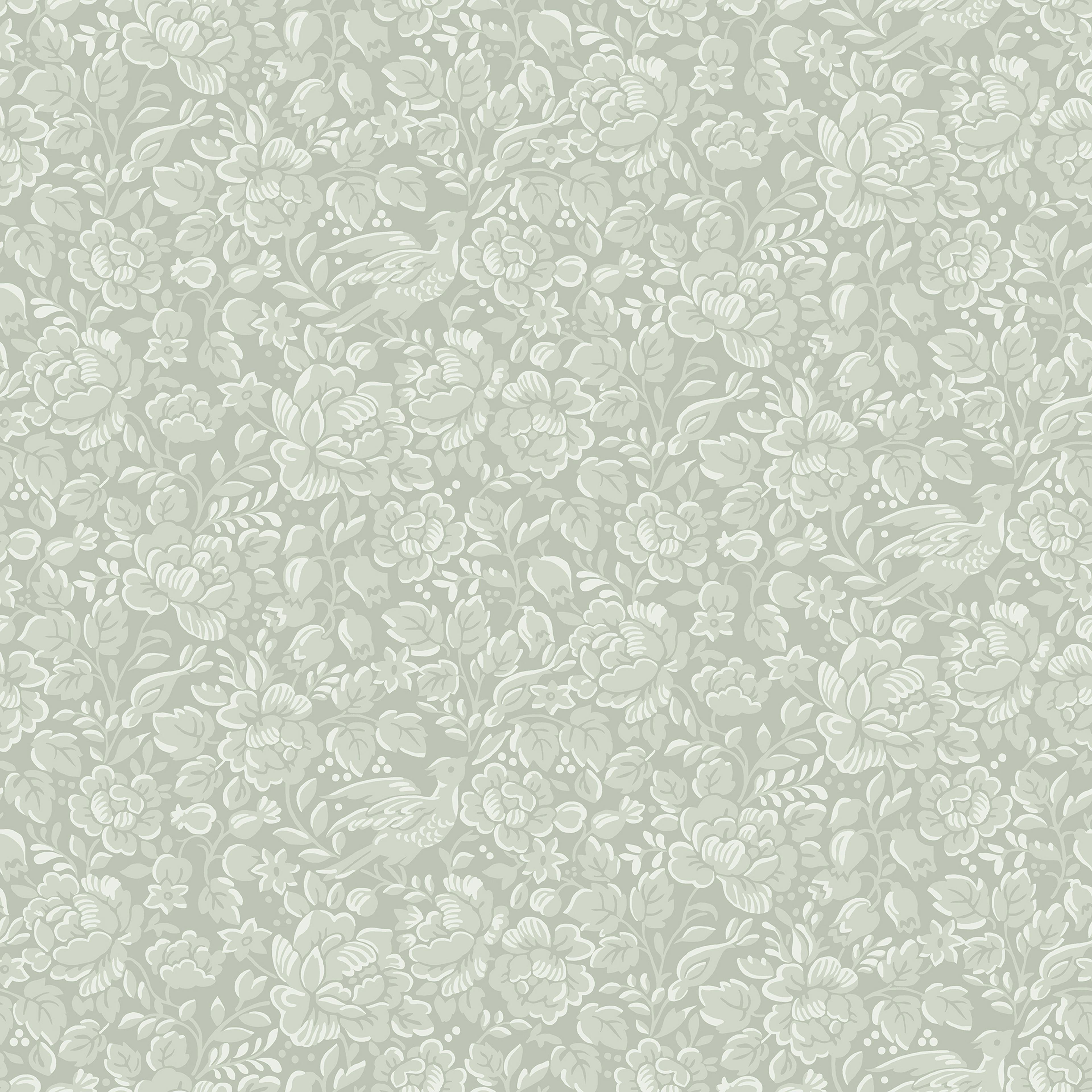 Tapet Duro Jenny Blommig 67802 QuickUp, Mönstrad Ljusgrön