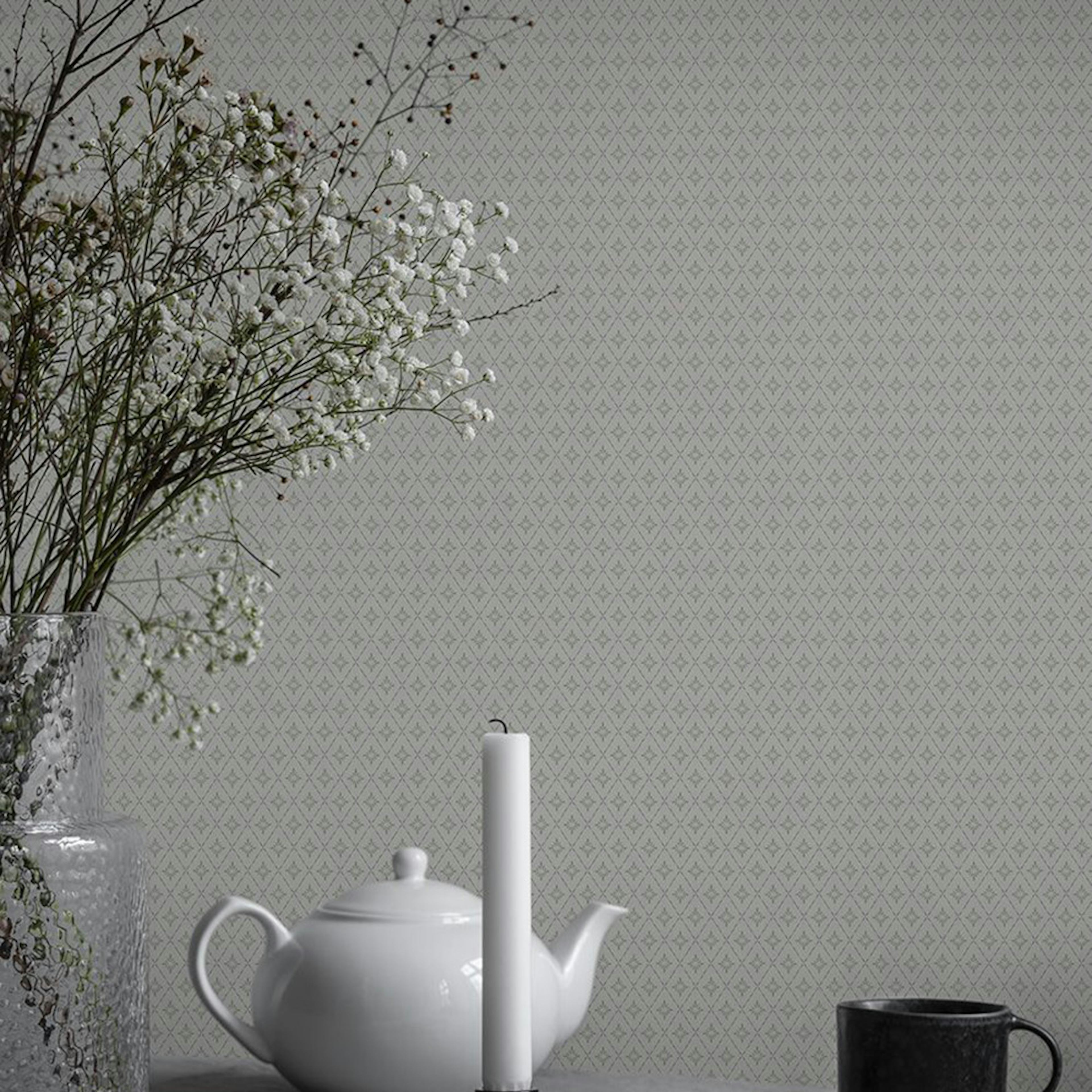 Tapet Duro Lillstjärna Vit/grön 680-10