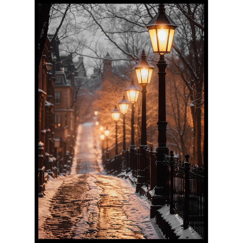 Poster Gallerix Illuminated Winter Street