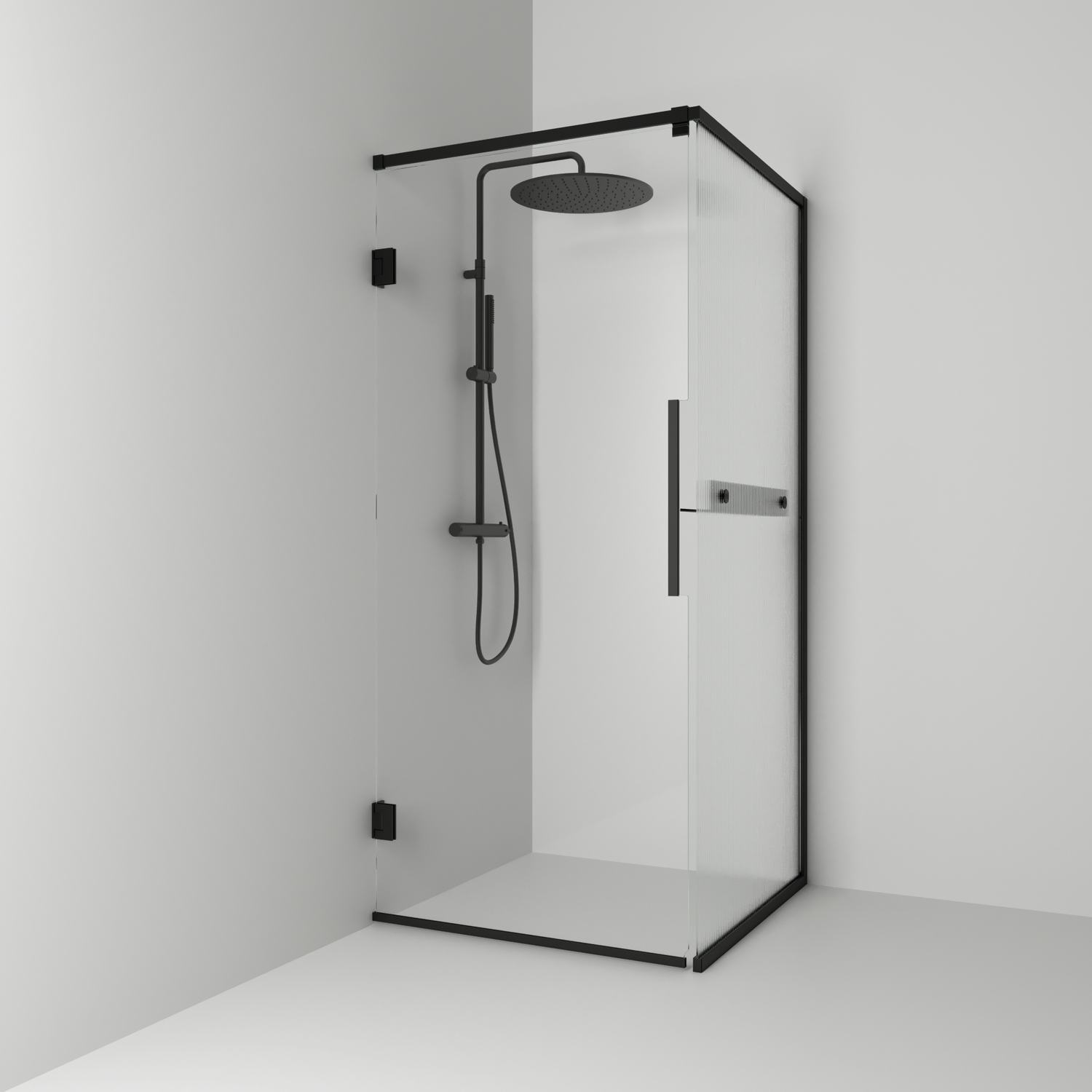 Duschhörn Svedbergs Langfoss Kombi 200 med Linjeglas och Hylla