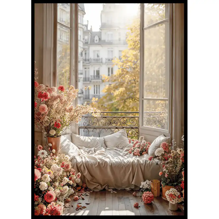 Poster Gallerix Flowers By The Open Window