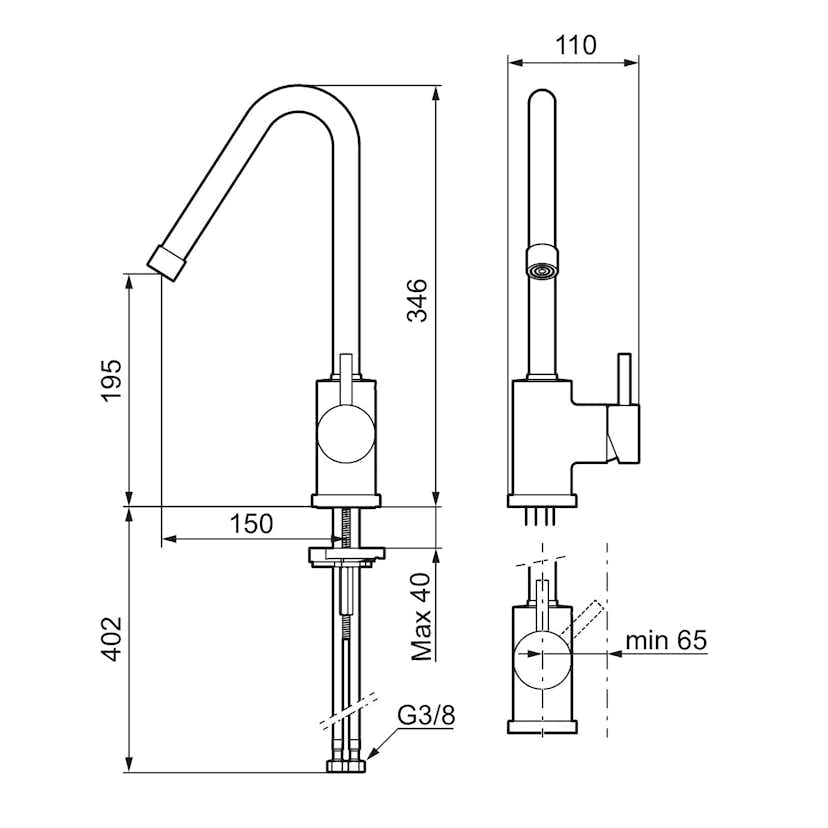 Köksblandare Mora Izzy Regular Engreppsblandare Krom med Svängbar Pip