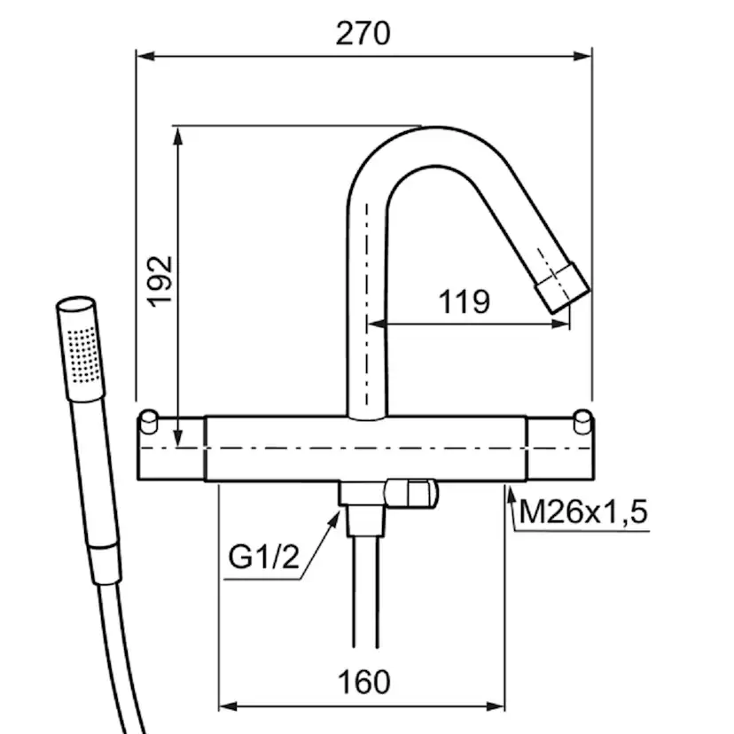 Badkarsblandare Mora Izzy Rustic med Handdusch