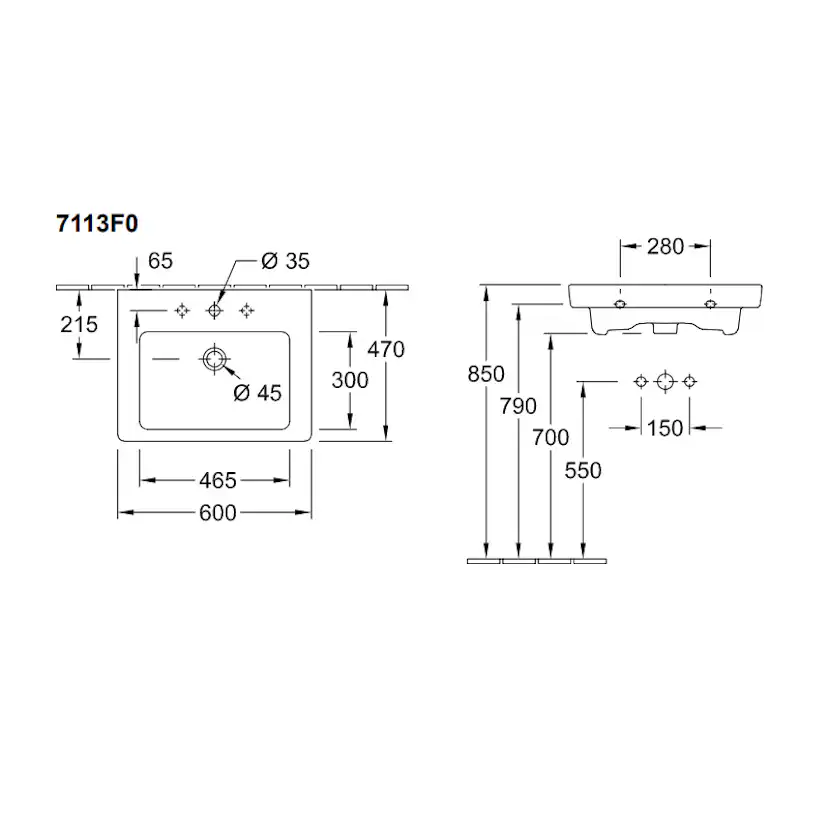 Tvättställ Villeroy & Boch Subway 2.0 för Kommoder från Subway 2.0