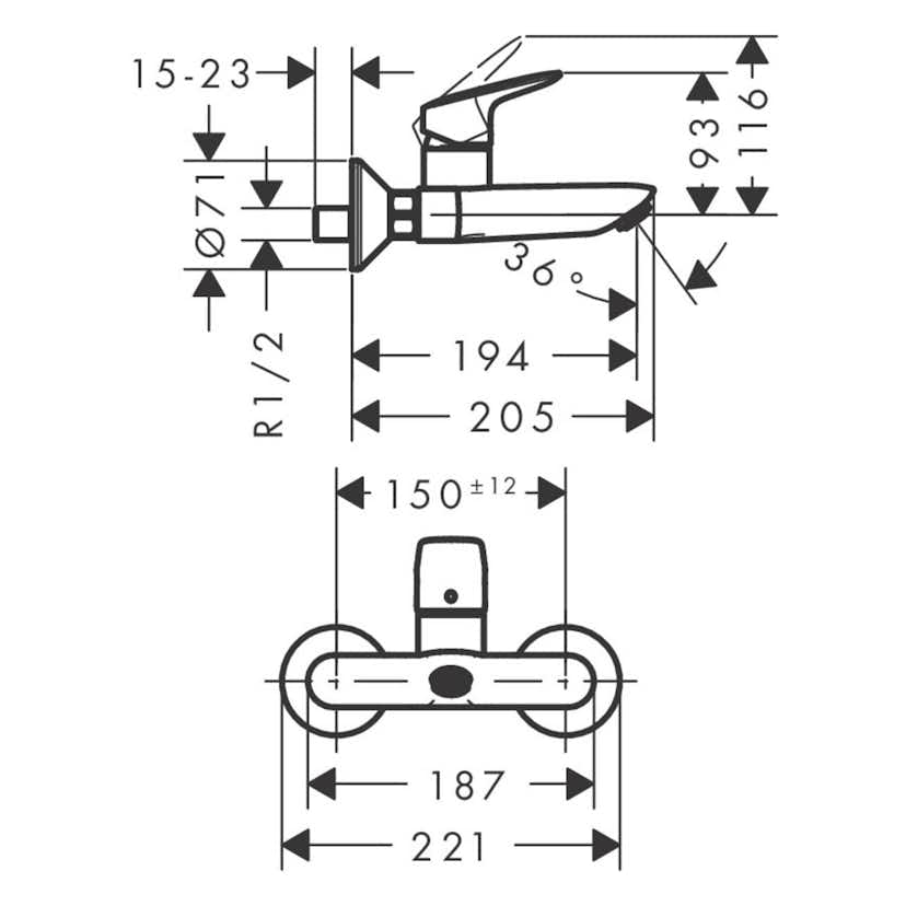 Tvättställsblandare Hansgrohe Logis för Väggmontage