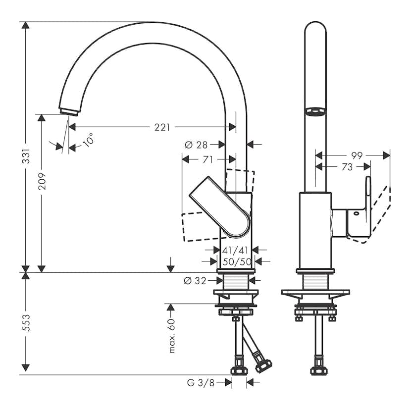 Köksblandare Hansgrohe Vernis Shape M35 210