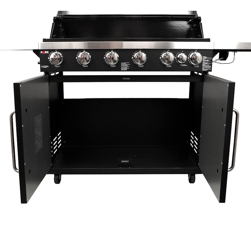 Gasolgrill Kobe 6+1 Brännare Svart Med Gaslock
