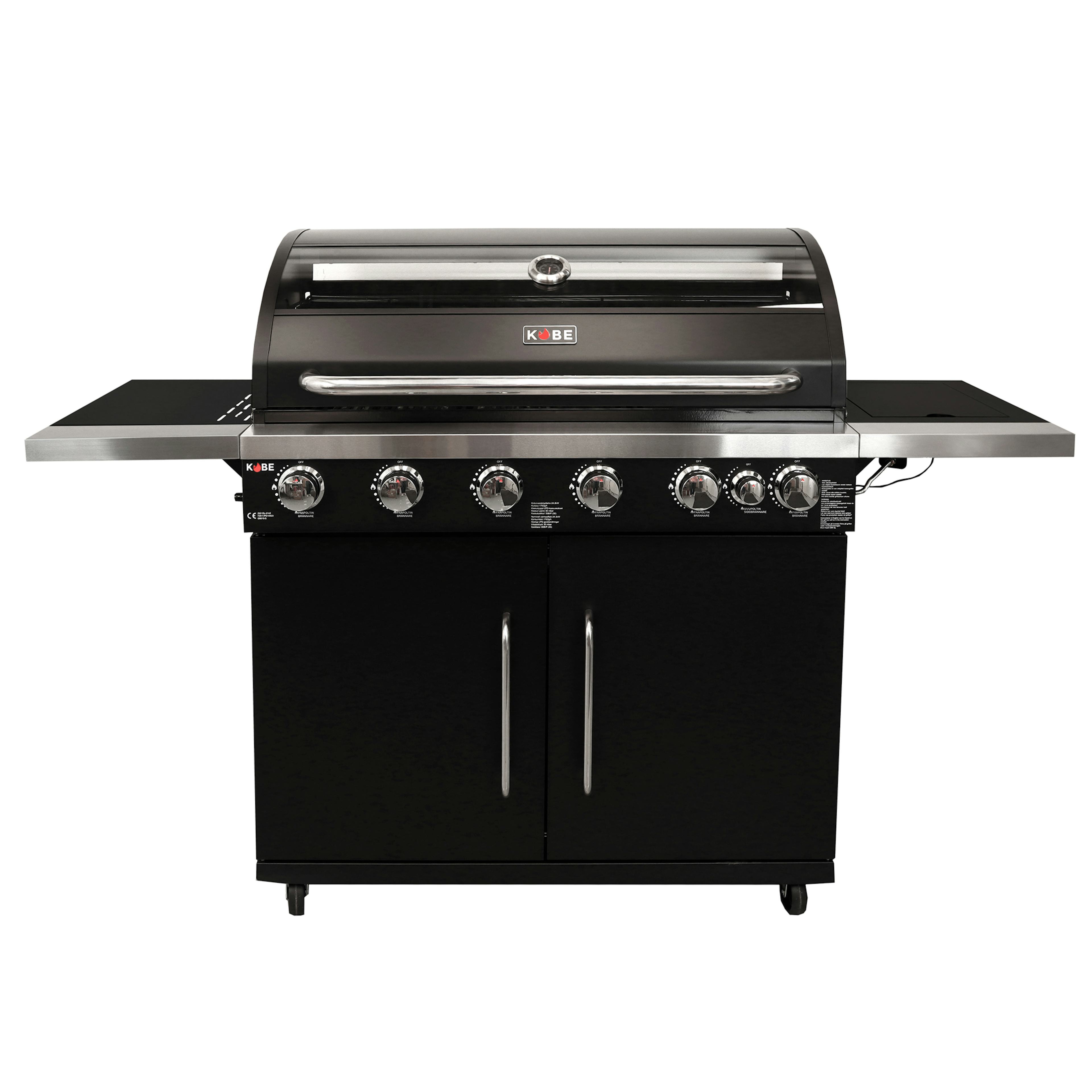 Gasolgrill Kobe 6+1 Brännare Svart Med Gaslock