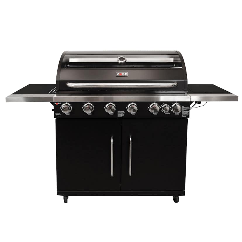 Gasolgrill Kobe 6+1 Brännare Svart Med Gaslock
