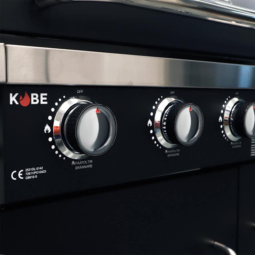 Gasolgrill Kobe 6+1 Brännare Svart Med Gaslock