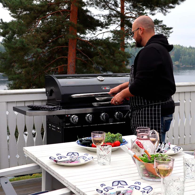 Gasolgrill Kobe 6+1 Brännare Svart Med Gaslock