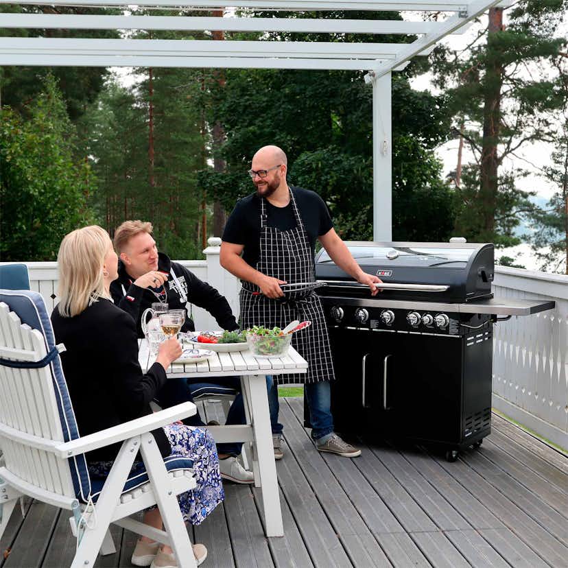 Gasolgrill Kobe 6+1 Brännare Svart Med Gaslock