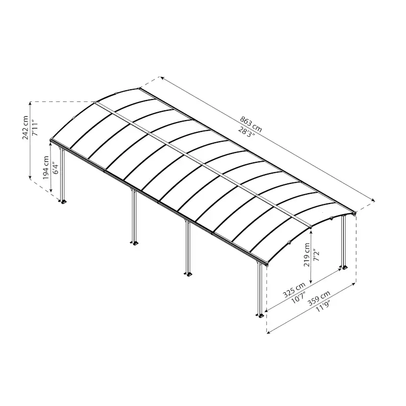Dubbel Carport Canopia by Palram Arcadia I Metall 3,6x8,5 m