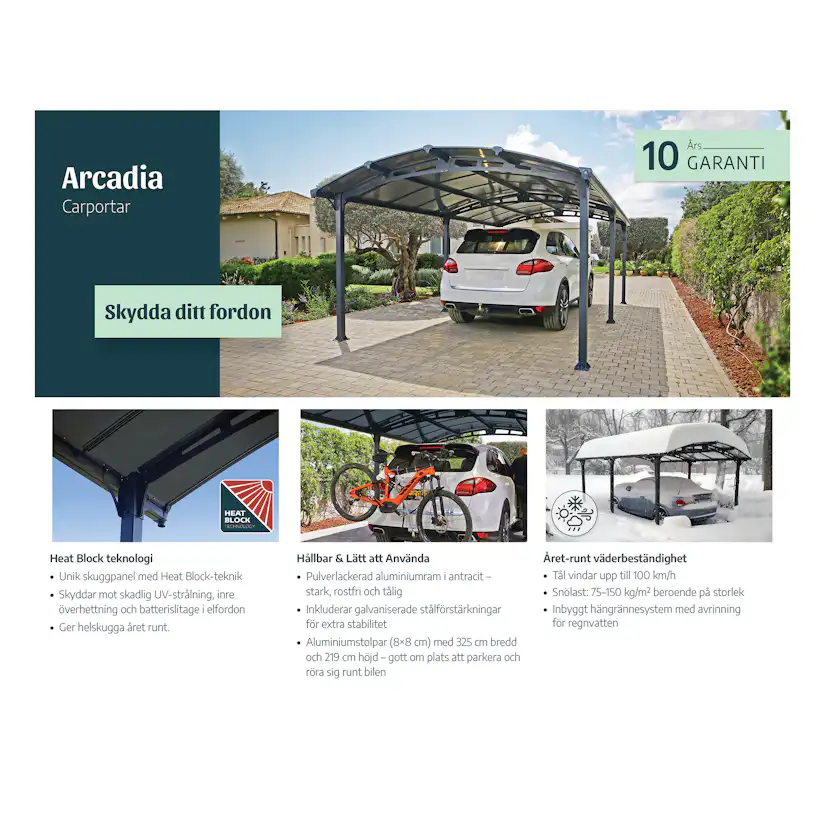 Dubbel Carport Canopia by Palram Arcadia I Metall 3,6x8,5 m