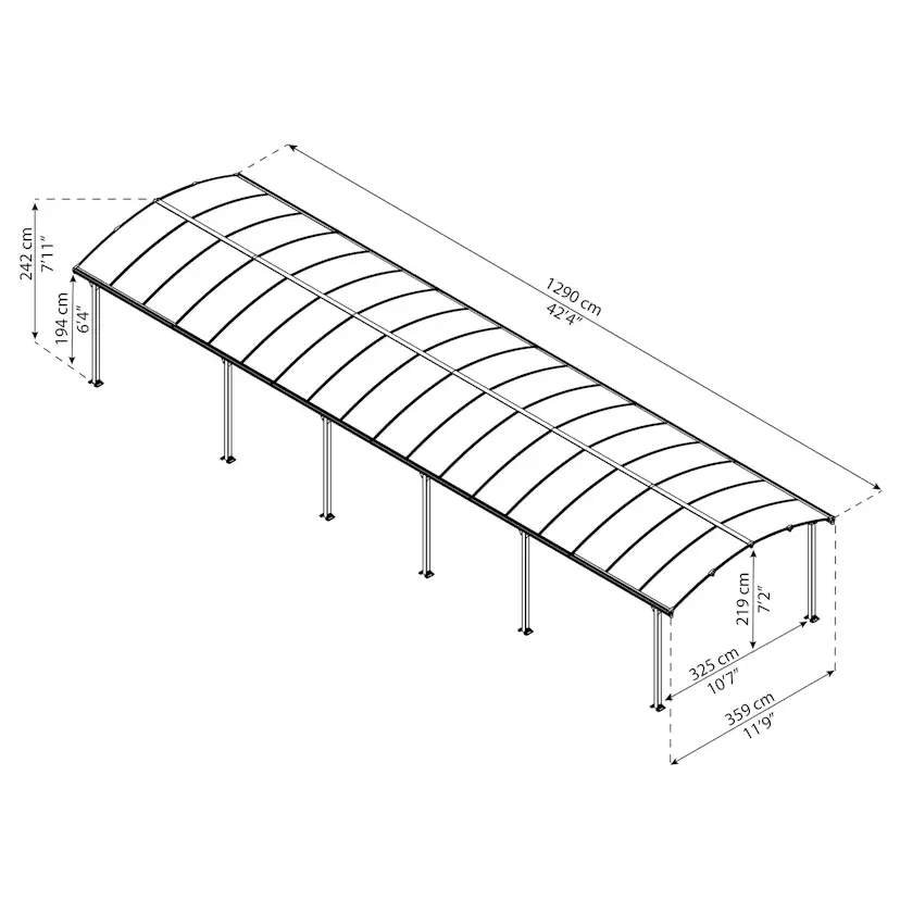 Dubbel Carport Canopia by Palram Arcadia I Metall 3,6x13 m