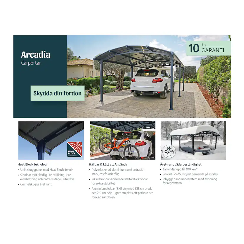 Dubbel Carport Canopia by Palram Arcadia I Metall 3,6x13 m