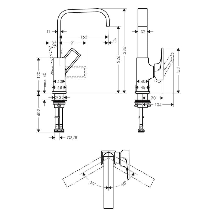 Tvättställsblandare Hansgrohe Metropol 230 med Bygelgrepp