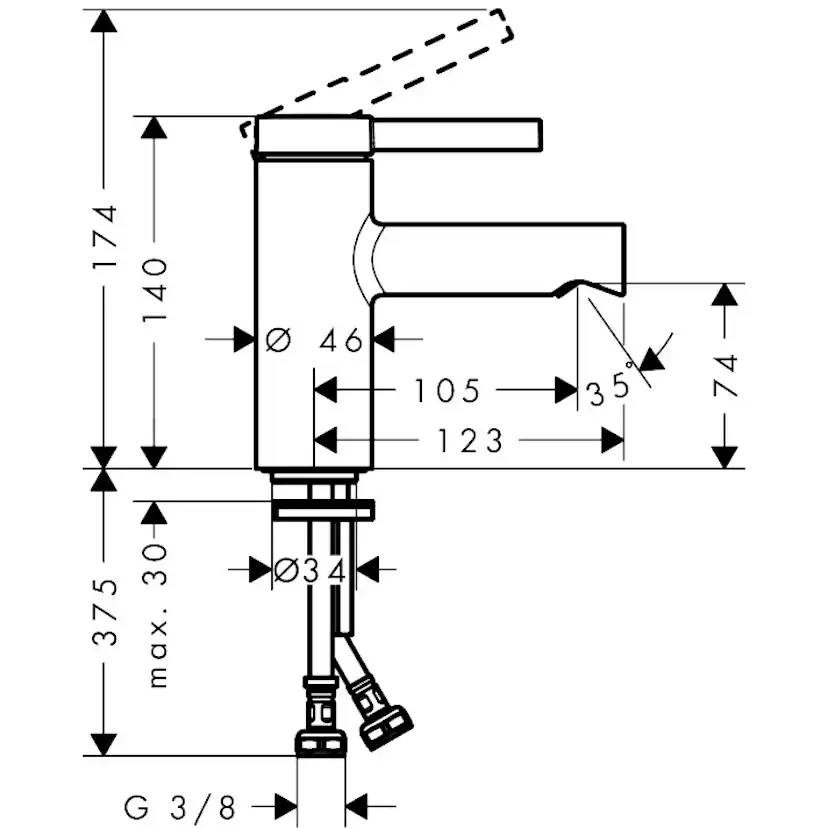 Tvättställsblandare Hansgrohe Zesis S 70 CoolStart utan Bottenventil