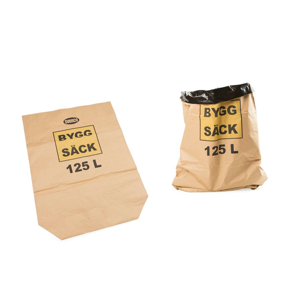 Papperssäck Tecca 125 l Byggsäck 1-Blad Innersäck av Svart PE