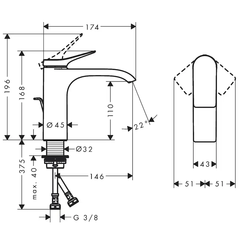 Tvättställsblandare Hansgrohe Vivenis 110 Waterfall