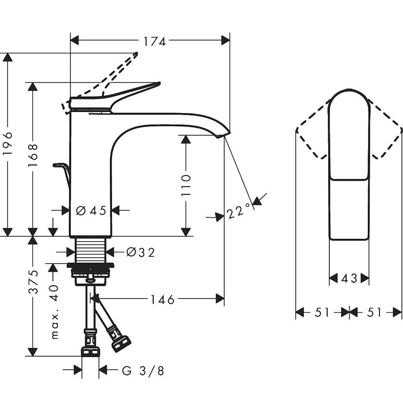 Tvättställsblandare Hansgrohe Vivenis 110 Waterfall